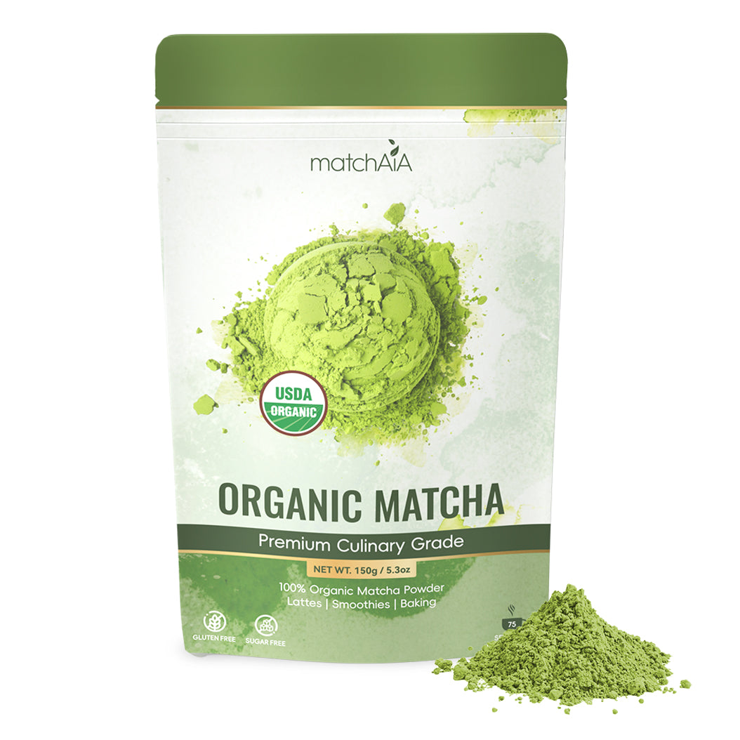 Premium Culinary Grade, 100% Pure Green Tea Powder, Perfect for Lattes, Smoothies, Desserts and Baking, Sugar Free, Gluten Free (150g / 5.3oz Pouch)