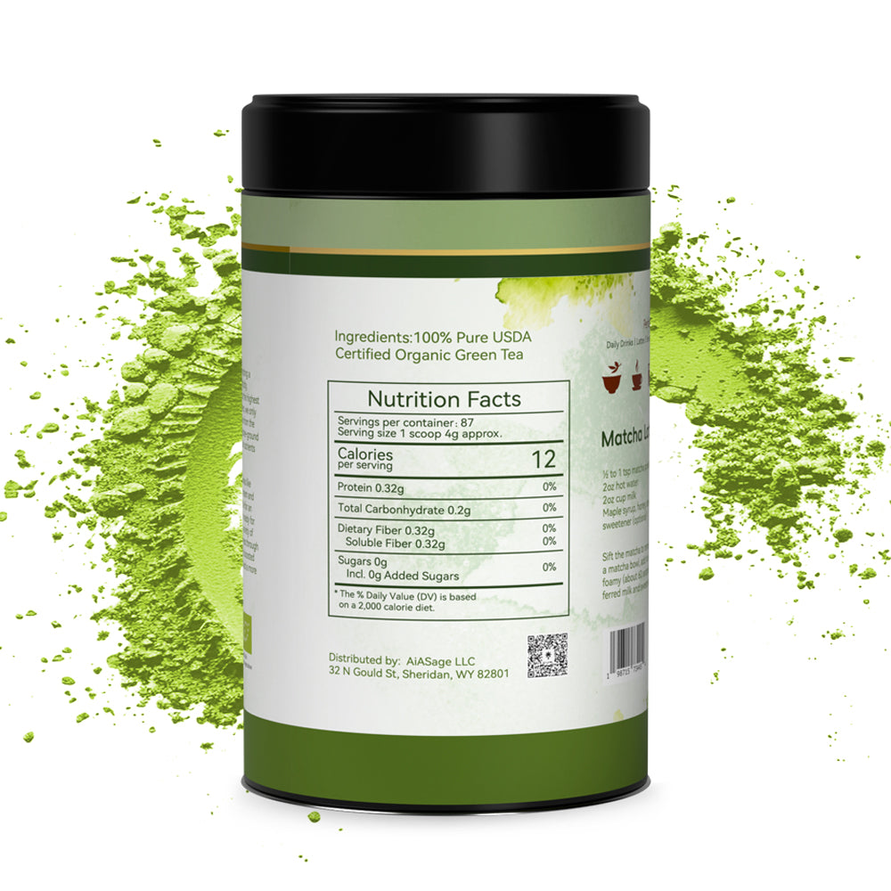 Premium Culinary Grade, 100% Pure Green Tea Powder, Perfect for Lattes, Smoothies, Desserts and Baking, Sugar Free, Gluten Free (350g / 12.3oz Tin Can)