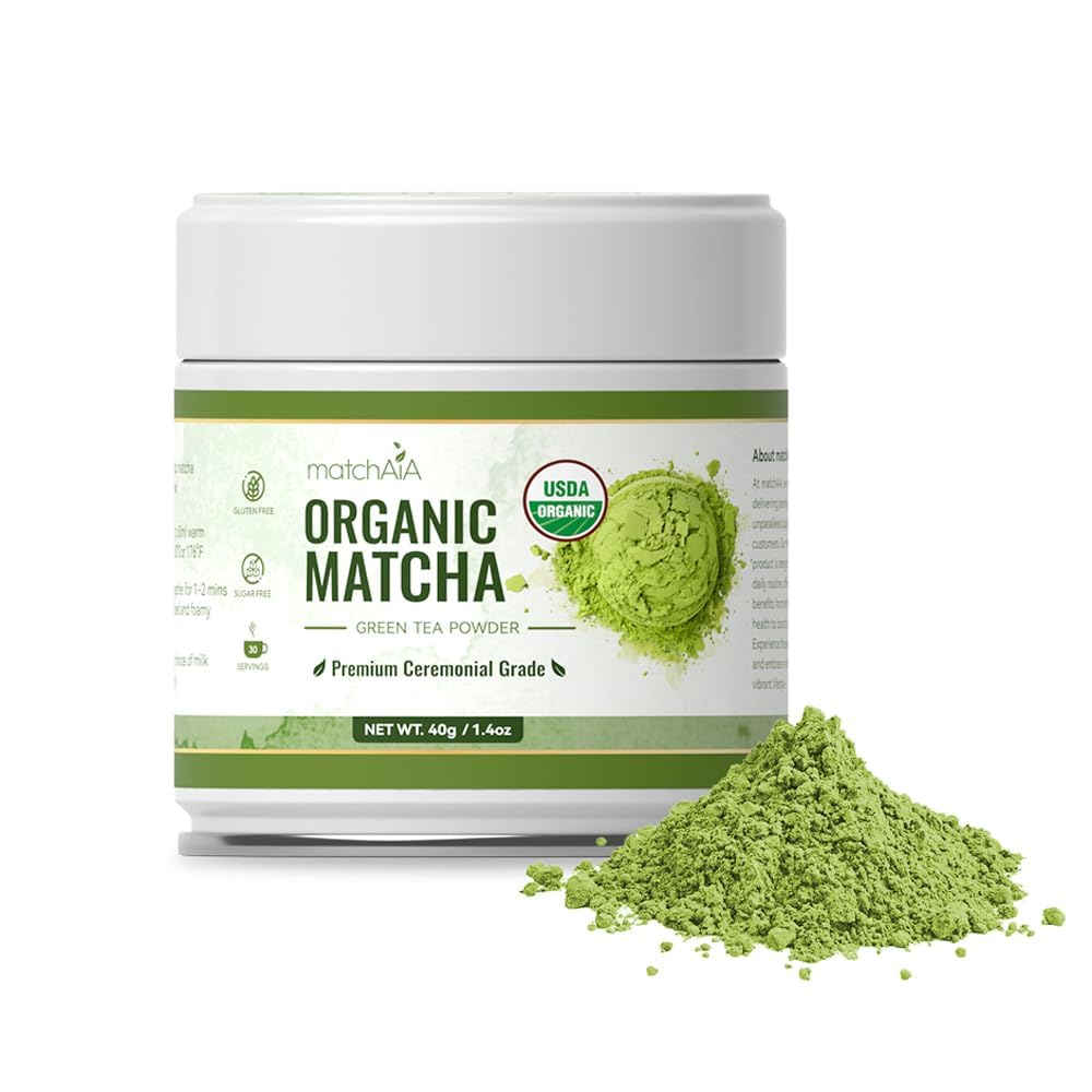 MatchAiA Organic Ceremonial Matcha Green Tea Powder - Premium Ceremonial Grade, First Spring Harvest, USDA Certified, 100% Pure - Sugar Free, Gluten Free matchaia