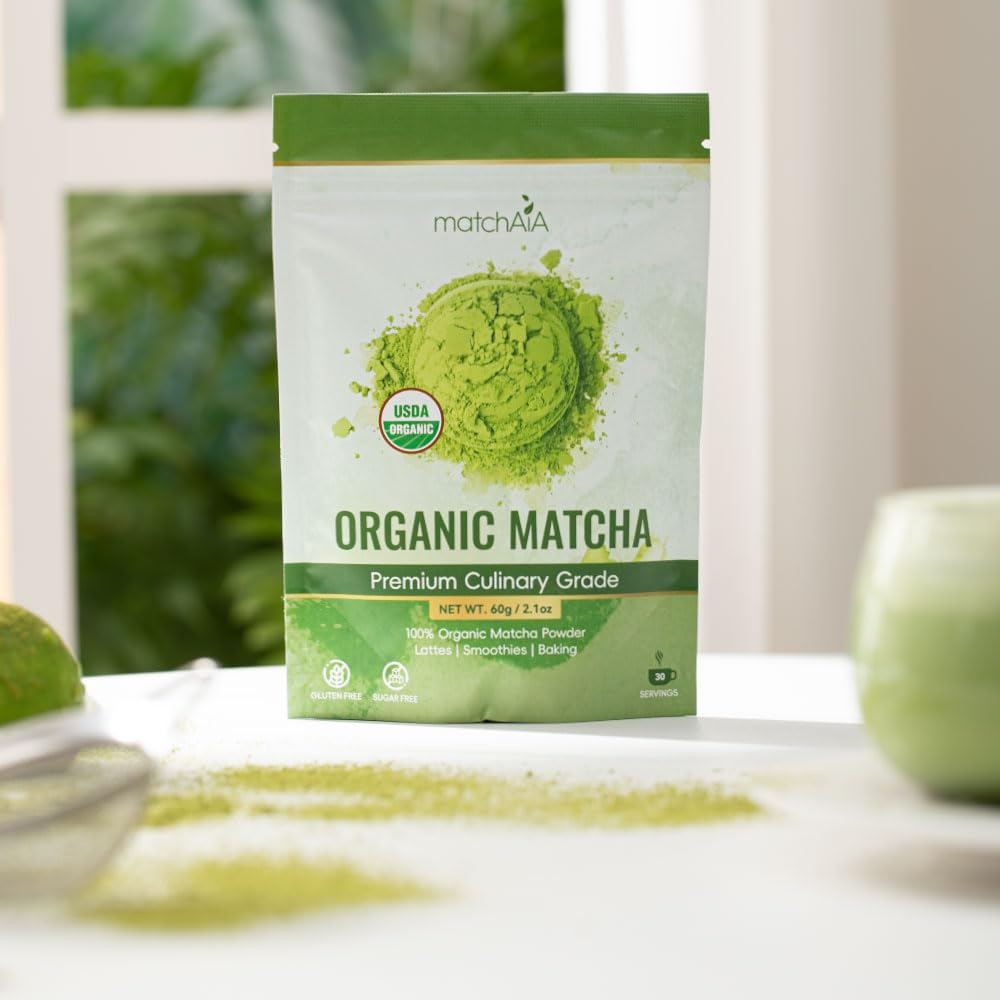 Premium Culinary Grade, 100% Pure Green Tea Powder, Perfect for Lattes, Smoothies, Desserts and Baking (60g / 2.1oz Pouch)