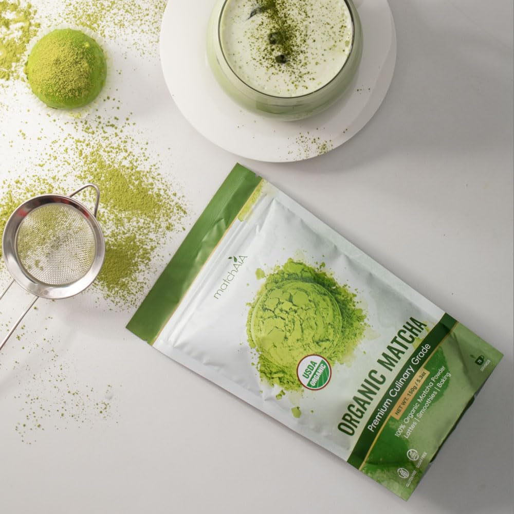Premium Culinary Grade, 100% Pure Green Tea Powder, Perfect for Lattes, Smoothies, Desserts and Baking (60g / 2.1oz Pouch)
