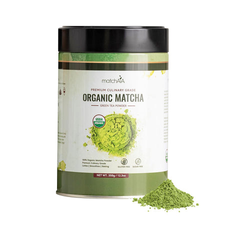 Premium Culinary Grade, 100% Pure Green Tea Powder, Perfect for Lattes, Smoothies, Desserts and Baking, Sugar Free, Gluten Free (350g / 12.3oz Tin Can) matchaia