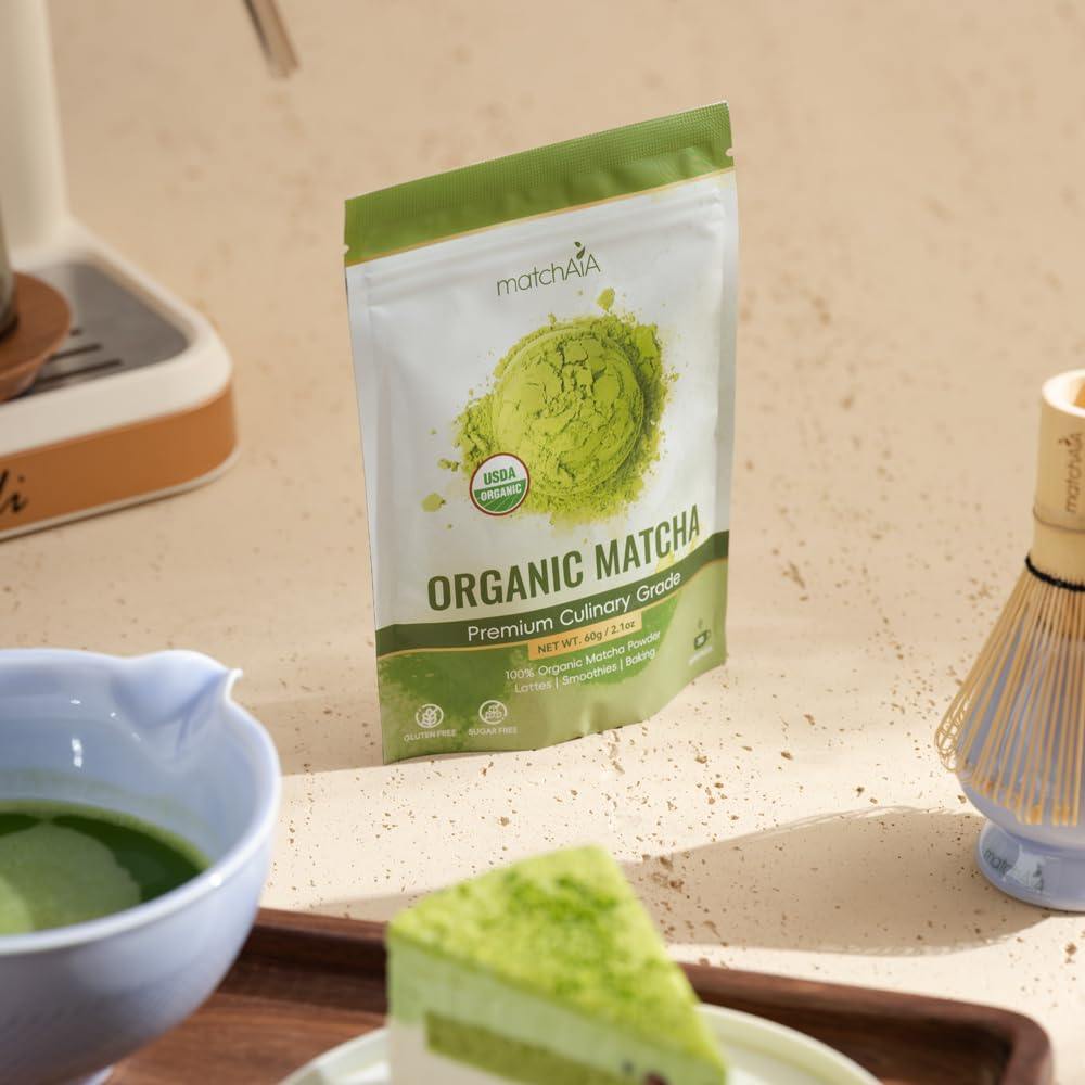 Premium Culinary Grade, 100% Pure Green Tea Powder, Perfect for Lattes, Smoothies, Desserts and Baking (60g / 2.1oz Pouch)