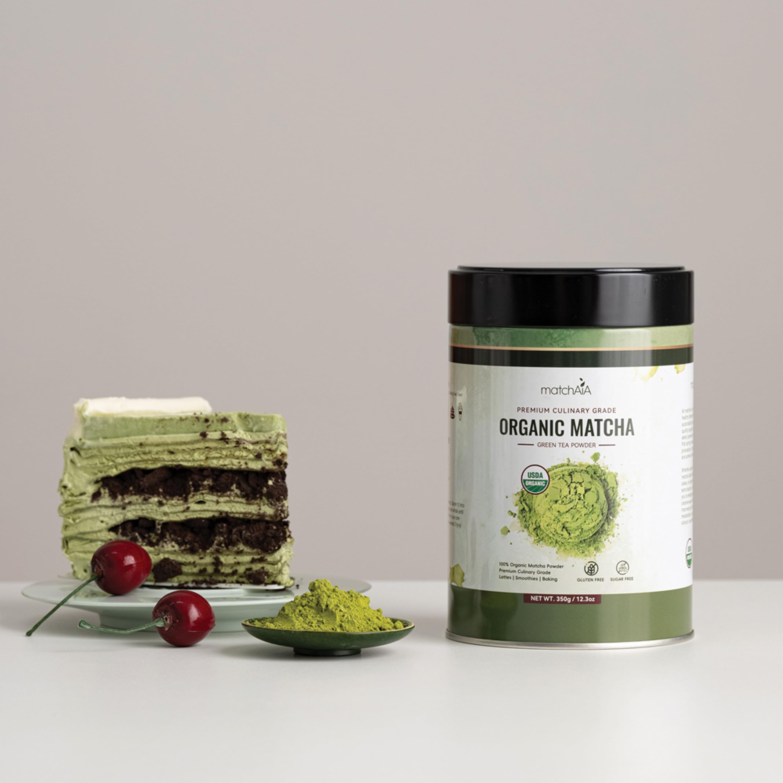 Premium Culinary Grade, 100% Pure Green Tea Powder, Perfect for Lattes, Smoothies, Desserts and Baking (60g / 2.1oz Pouch)