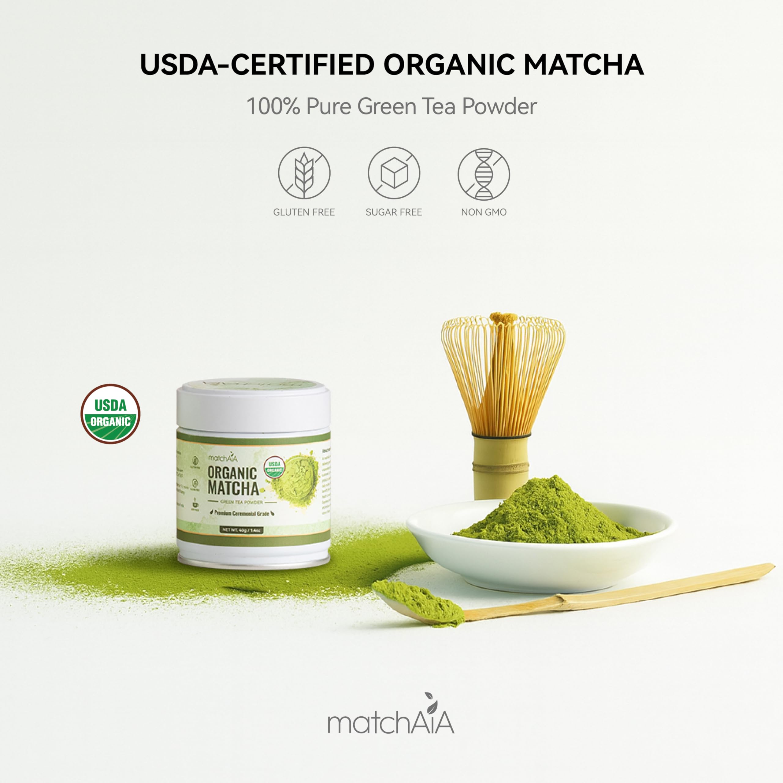 Premium Ceremonial Grade Organic Matcha Powder (40g / 1.4oz Tin Can) matchaia