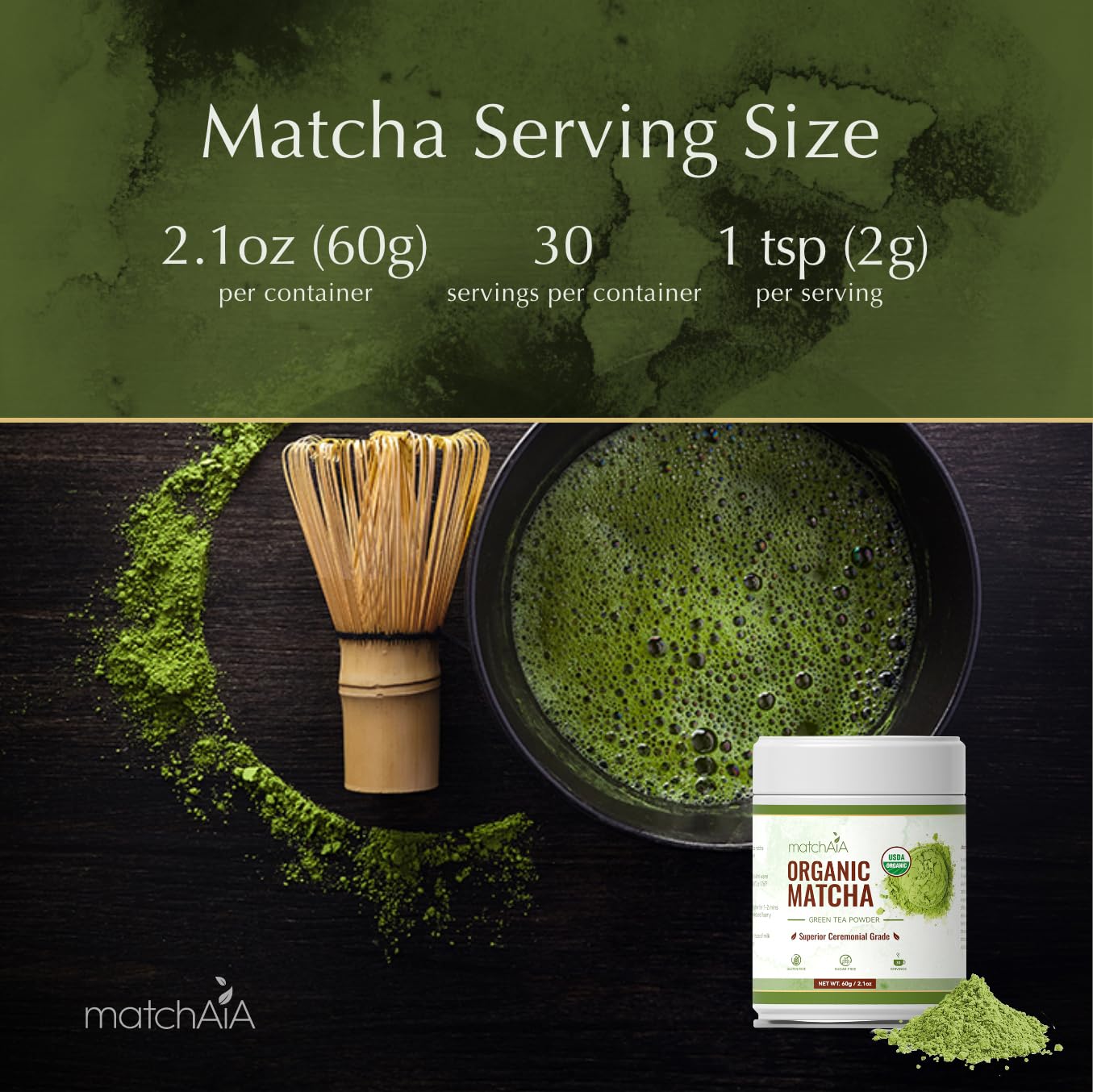 Superior Ceremonial Grade Organic Matcha Powder (40g / 1.4oz Tin Can)