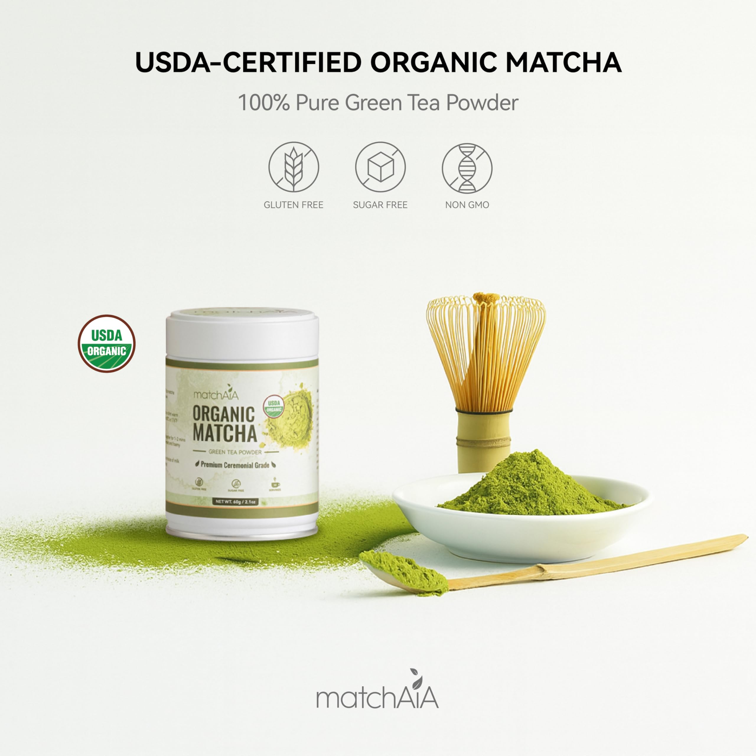 Premium Ceremonial Grade Organic Matcha Powder (60g / 2.1oz Tin Can) matchaia