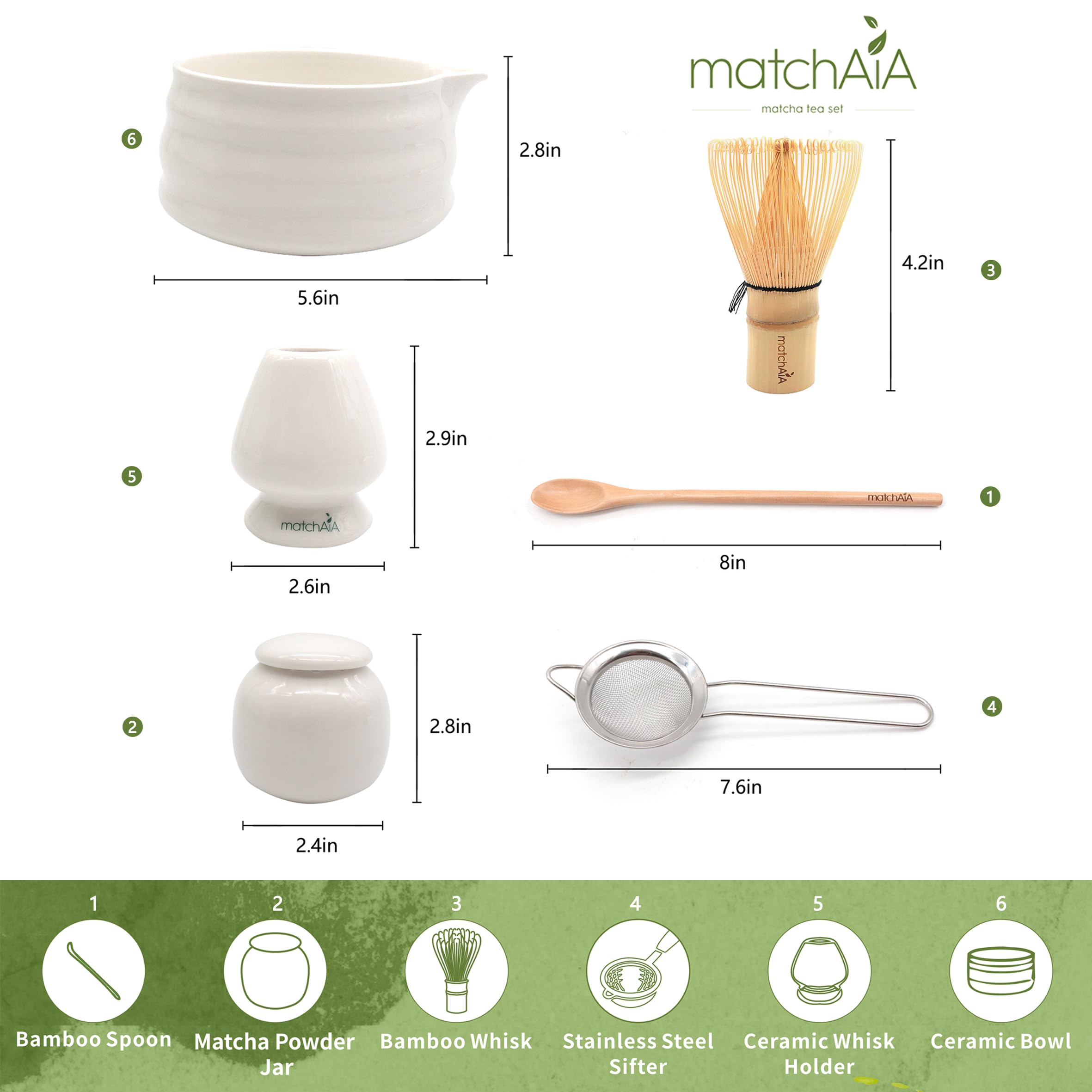 Glassy Zen 6 Piece Matcha Set