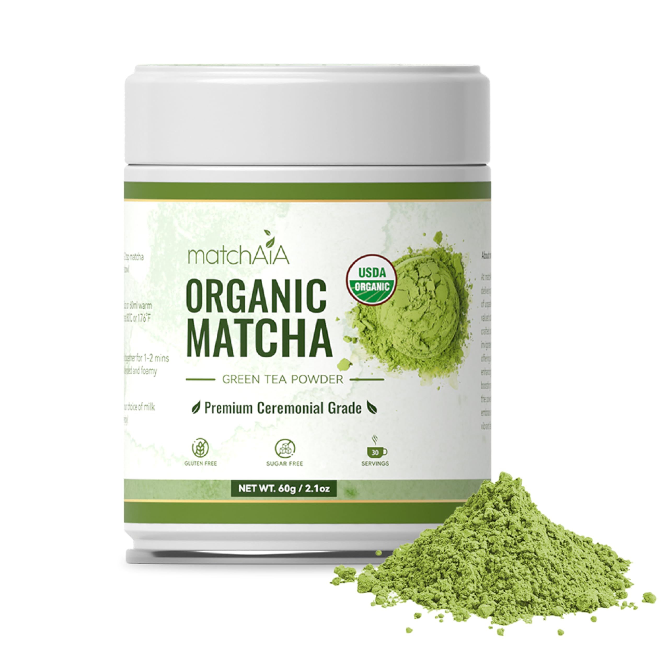 Premium Ceremonial Grade Organic Matcha Powder (60g / 2.1oz Tin Can) matchaia