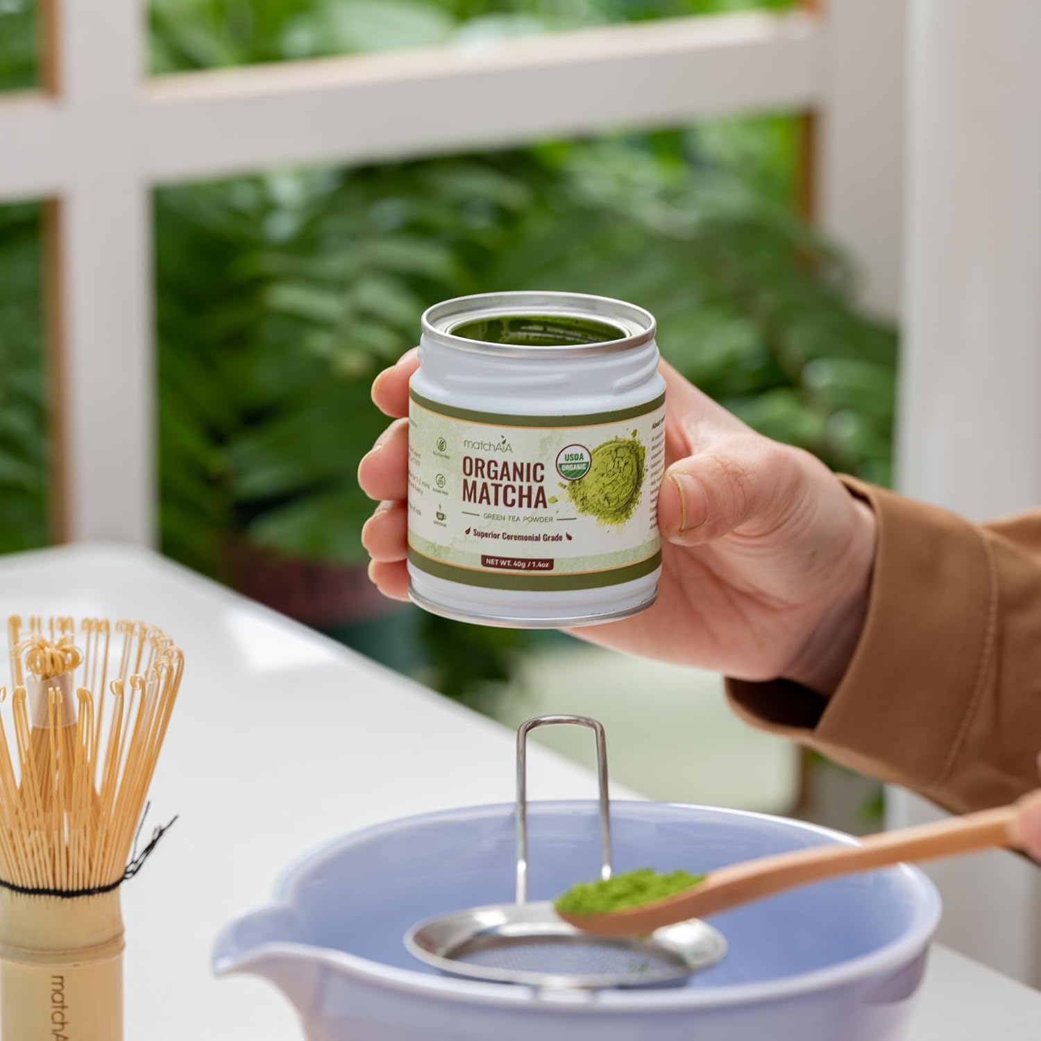 Superior Ceremonial Grade Organic Matcha Powder (40g / 1.4oz Tin Can)