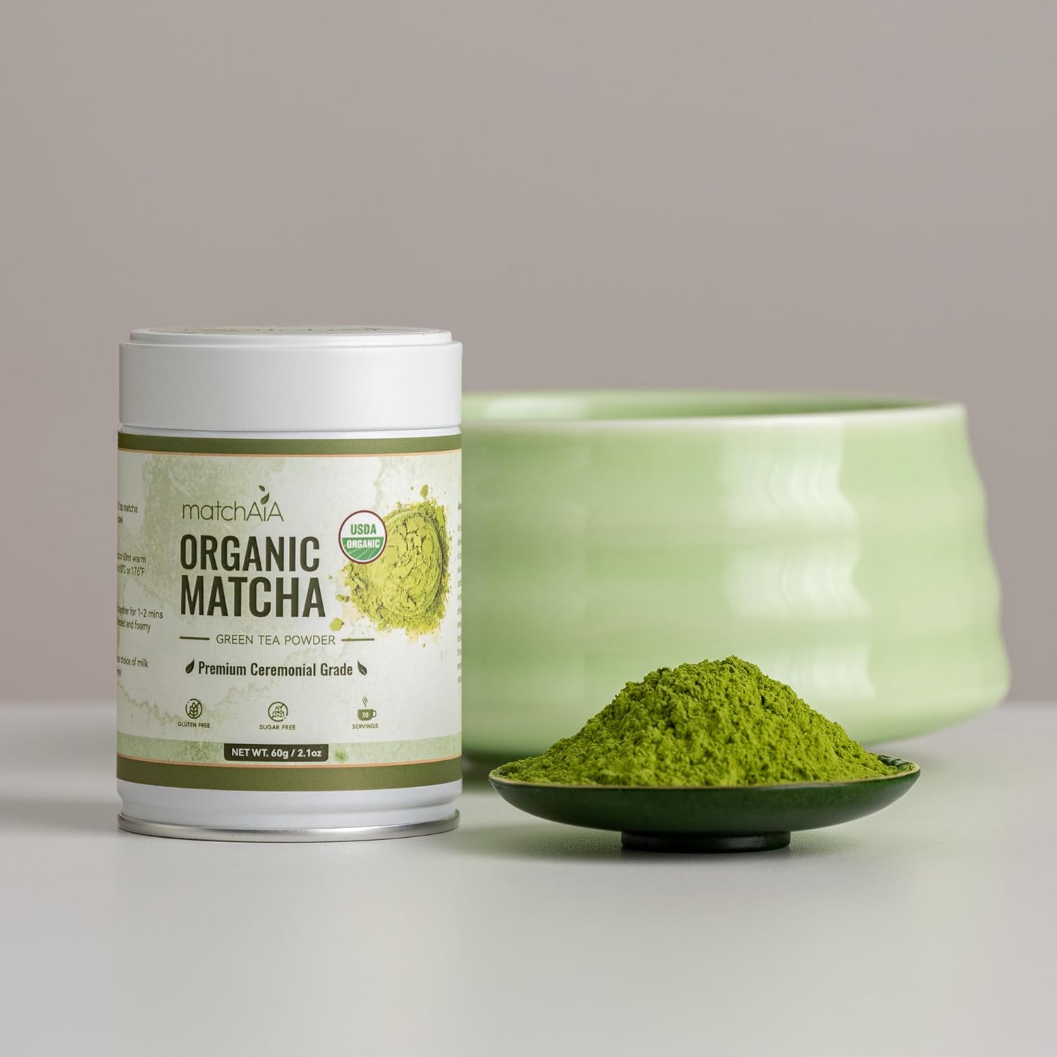 Premium Ceremonial Grade Organic Matcha Powder (60g / 2.1oz Tin Can)