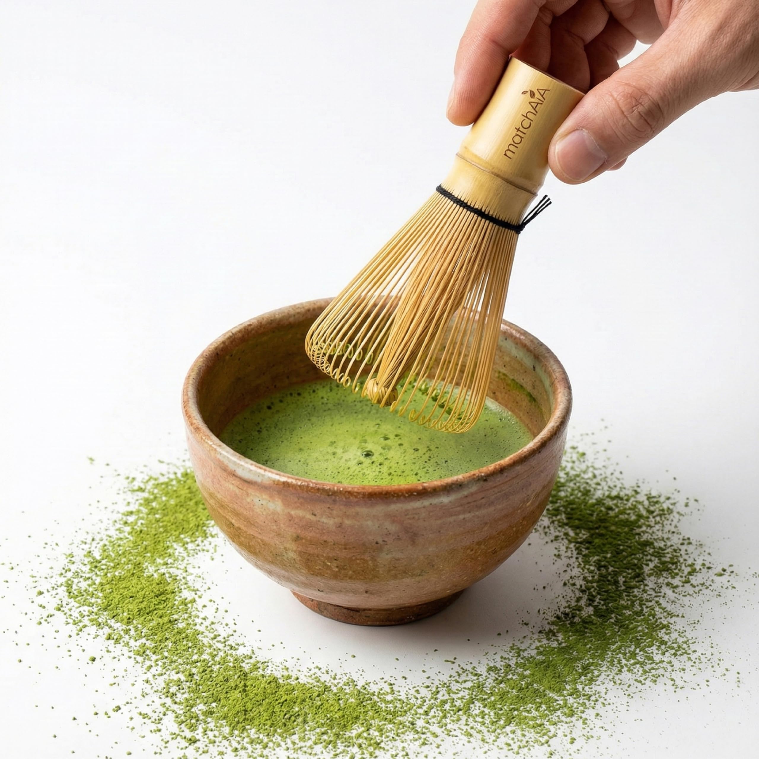 MatchAiA Matcha Whisk - Bamboo Whisk for Matcha Powder, Handcrafted Organic Traditional Japanese Chasen, 100-Prong Matcha Stirrer Wisk Mixer Brush for Authentic Tea Preparation matchaia