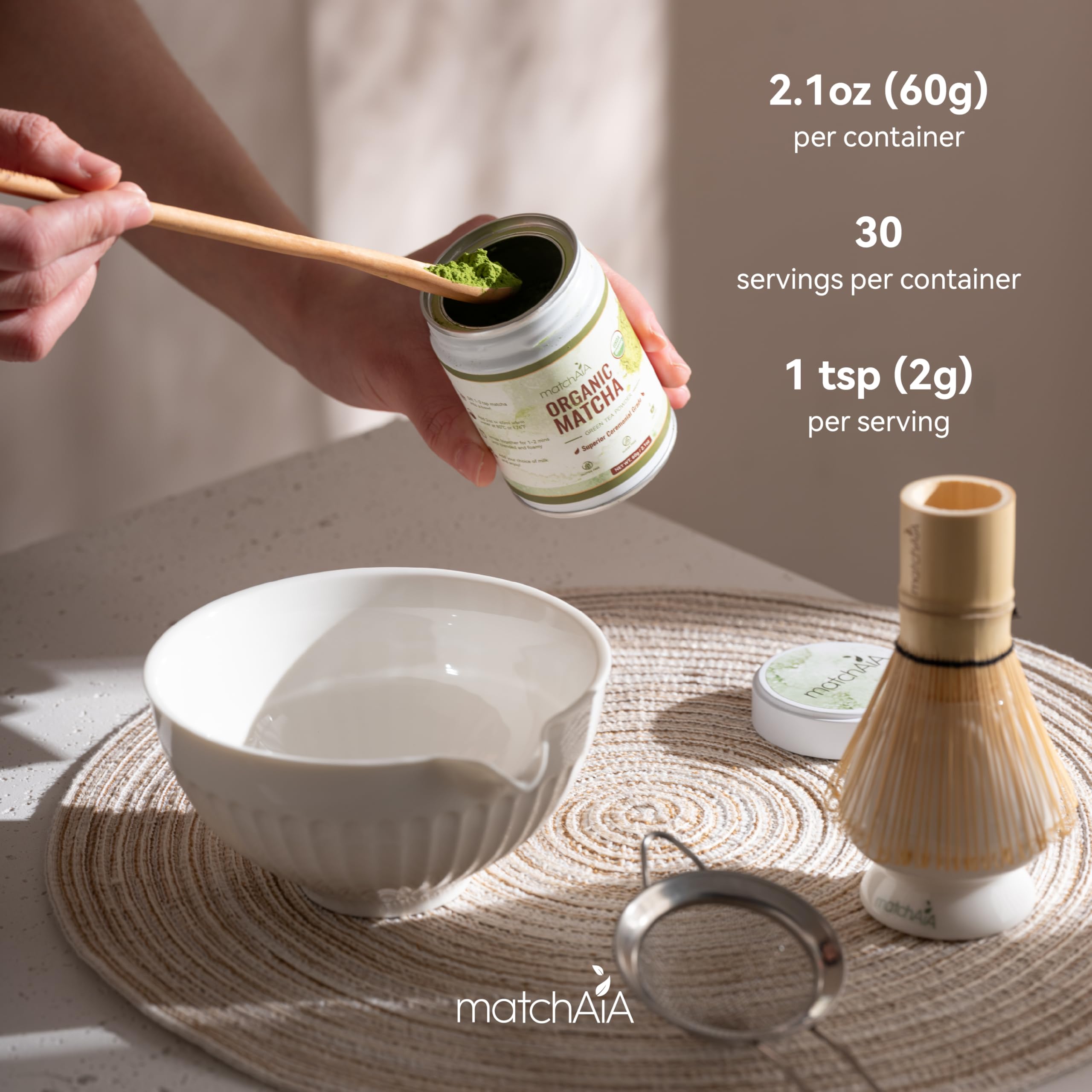 Superior Ceremonial Grade Organic Matcha Powder (40g / 1.4oz Tin Can) matchaia