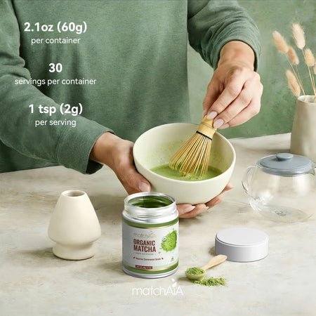 Superior Ceremonial Grade Organic Matcha Powder (60g / 2.1oz Tin Can) MatchAiA