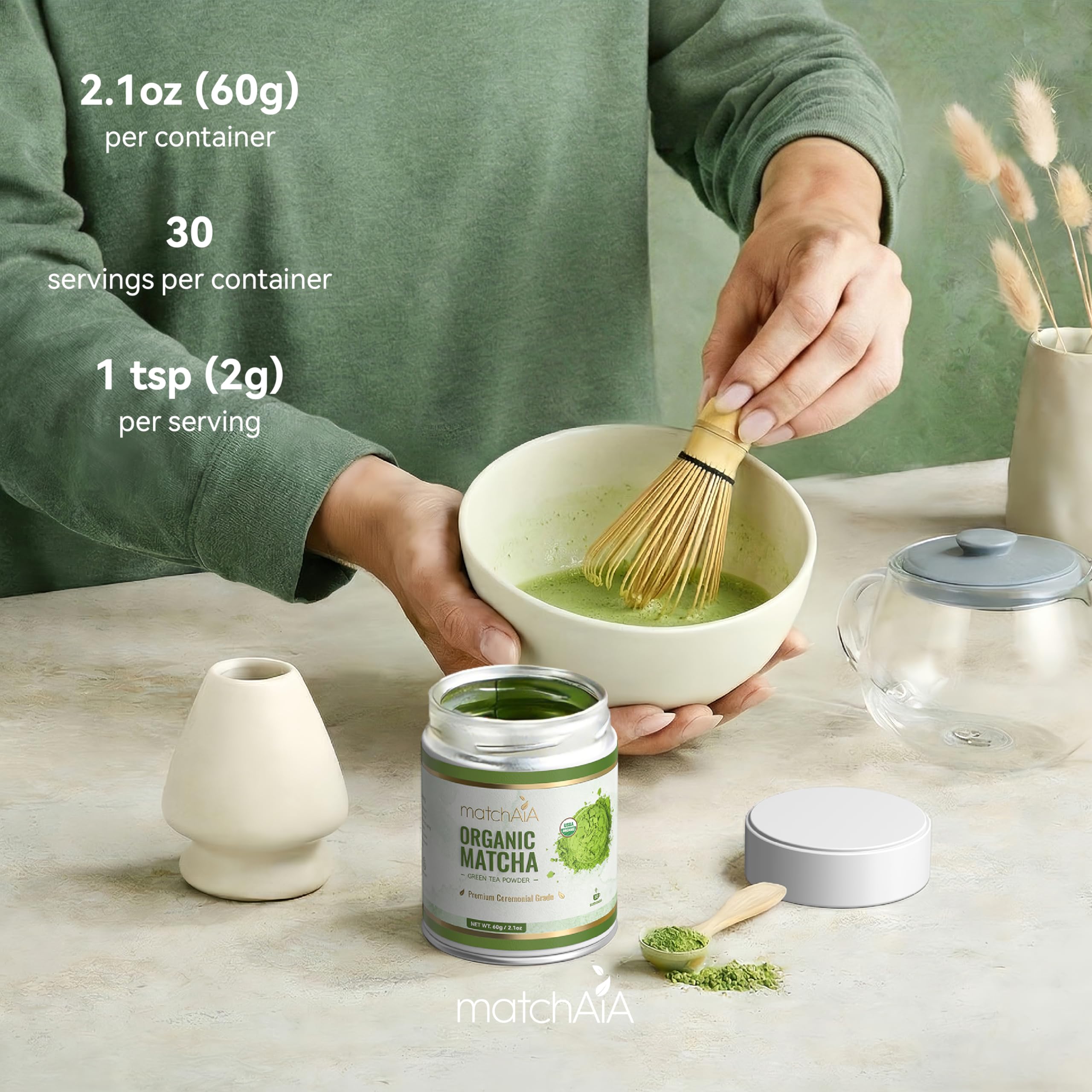 Premium Ceremonial Grade Organic Matcha Powder (40g / 1.4oz Tin Can) matchaia