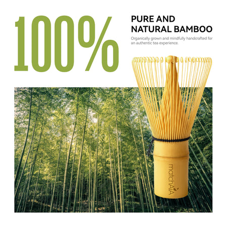 MatchAiA Matcha Whisk - Bamboo Whisk for Matcha Powder, Handcrafted Organic Traditional Japanese Chasen, 100-Prong Matcha Stirrer Wisk Mixer Brush for Authentic Tea Preparation matchaia