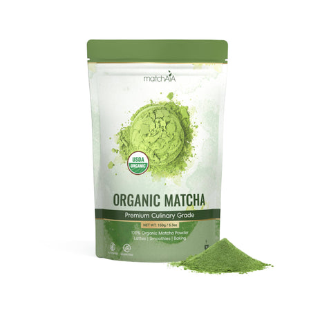 MatchAiA Organic Matcha Green Tea Powder - Premium Culinary Grade, USDA Certified, 100% Pure - Perfect for Lattes, Smoothies, Desserts and Baking - Sugar Free, Gluten Free matchaia
