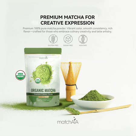 Premium Culinary Grade, 100% Pure Green Tea Powder, Perfect for Lattes, Smoothies, Desserts and Baking, Sugar Free, Gluten Free (150g / 5.3oz Pouch) matchaia